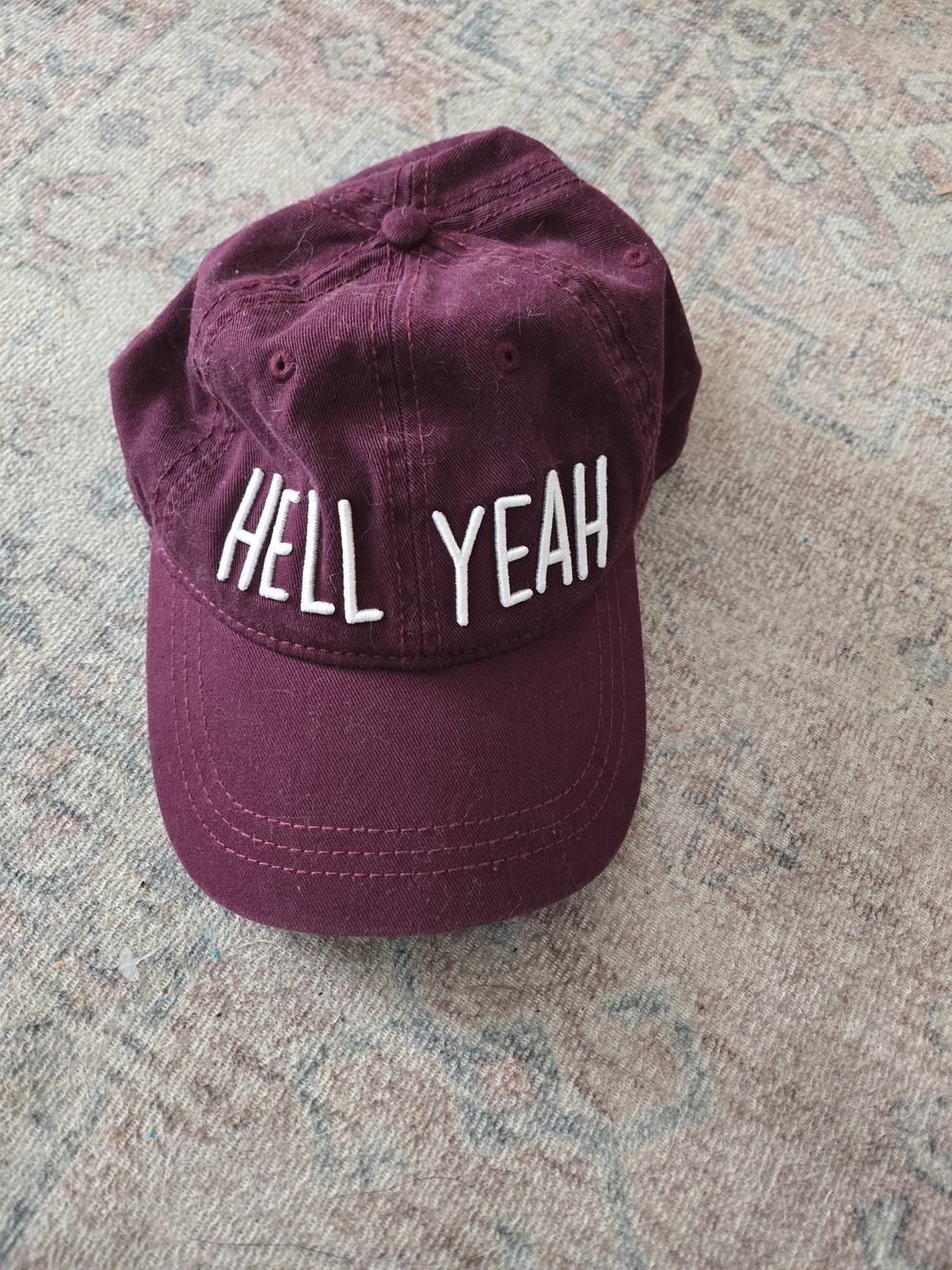 American Eagle Outfitters Hell Yeah Hat Cap Adjustable Maroon White Embroidered